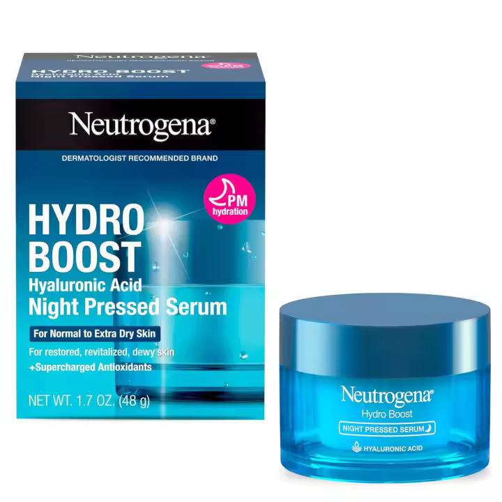 Neutrogena Hydro Boost Night Pressed Serum, crema hidratante facial con ácido hialurónico, normal a extra seco, proporciona hidratación durante la noche - 1