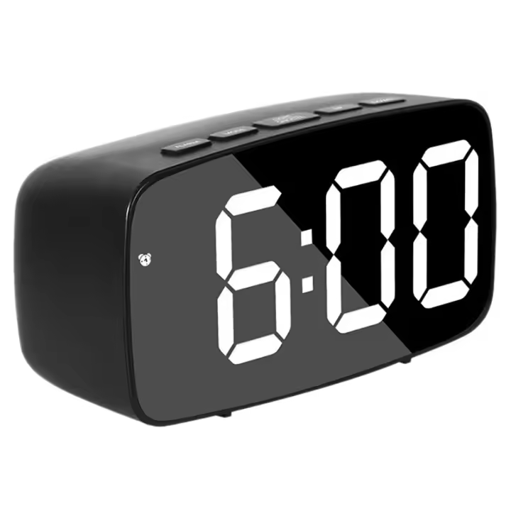 Reloj despertador Digital inteligente para mesita de noche, LED blanco, viaje, USB, escritorio, 12/24H, fecha, temperatura, Snooze para dormitorio, negro - 1