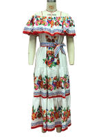 Nuevo vestido largo con vuelo y estampado de flores rojas de un hombro para primavera y verano 2025 - details 42