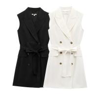 Vestido elegante para mujer, minifalda sin mangas con lazos perfectos, sin botones, estilo primavera-verano - details 1