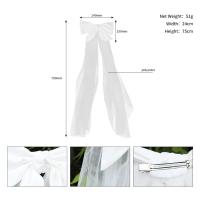 1 Uds. Tocado de boda elegante para novia, tocado blanco marfil, lazo, velo corto, decoración para la cabeza, accesorios para el cabello - details 4