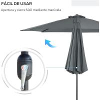 Parasol de Jardín con Manivela Ø295x250 cm Inclinable y Desmontable de Metal para Balcón, Piscina, Patio - details 30
