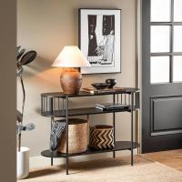 Mesa de Consola Mesa de Entrada Recibidor con 3 Niveles Estructura de MDF y Hierro 110 x 39 x 76 cm Negro - details 1