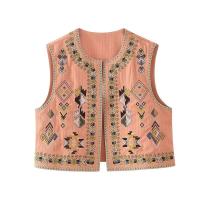 BUNO-Chaleco corto bordado con frente abierto para mujer, nuevo estilo de otoño, moda ajustada, mezcla de poliéster de alta calidad - details 1