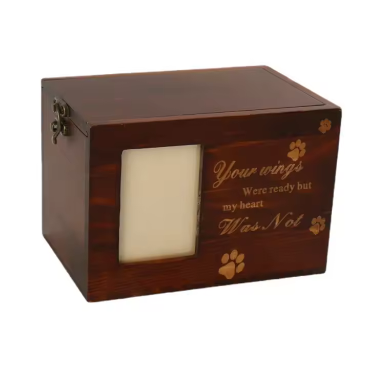 Urna para mascotas de madera maciza, urnas conmemorativas de cremación, tapa extraíble, urna conmemorativa única para perros, gatos, suministros funerarios para mascotas - 1