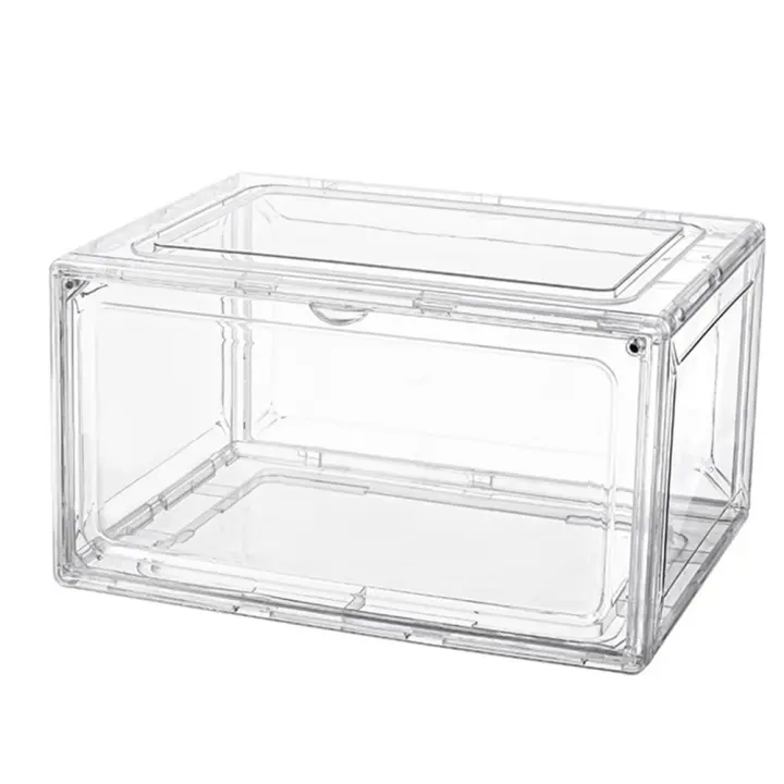 Caja de almacenamiento de zapatillas de deporte de succión magnética, caja de zapatos de baloncesto transparente, exhibición de colección, gabinete de zapatos transparente - 1