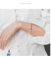 Pulsera de plata de ley versátil y sencilla con perlas de turmalina Natural, estilo INS, regalo para mujer, novia o mejor amiga - details 3
