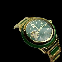 DUGARY Tourbillon mechanical watch men transparent back jade 43mm Wristwatches Salute Chairman Mao Relojes Para waterproof - details 0