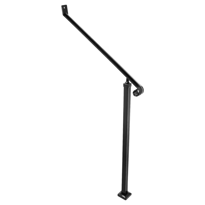 SucceBuy Pasamanos para escalones exteriores Barandillas de 1-2 escalones Barandilla de hierro forjado Barandillas de escaleras para escalones Barandillas de hierro negro - 1