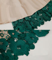 Faldas de encaje bohemio para mujer, Falda Midi ahuecada de malla Vintage, talla grande, cintura elástica, línea A, color negro, rojo y verde, elegante, Verano - details 8