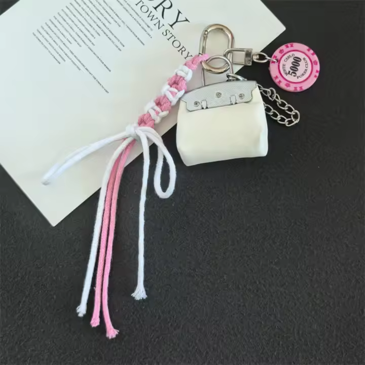 Llavero con dijes para bolso de estilo coreano, dopamina, encantadora cuerda trenzada, colgante para bolso multifuncional Y2k, colgante para pareja - 1