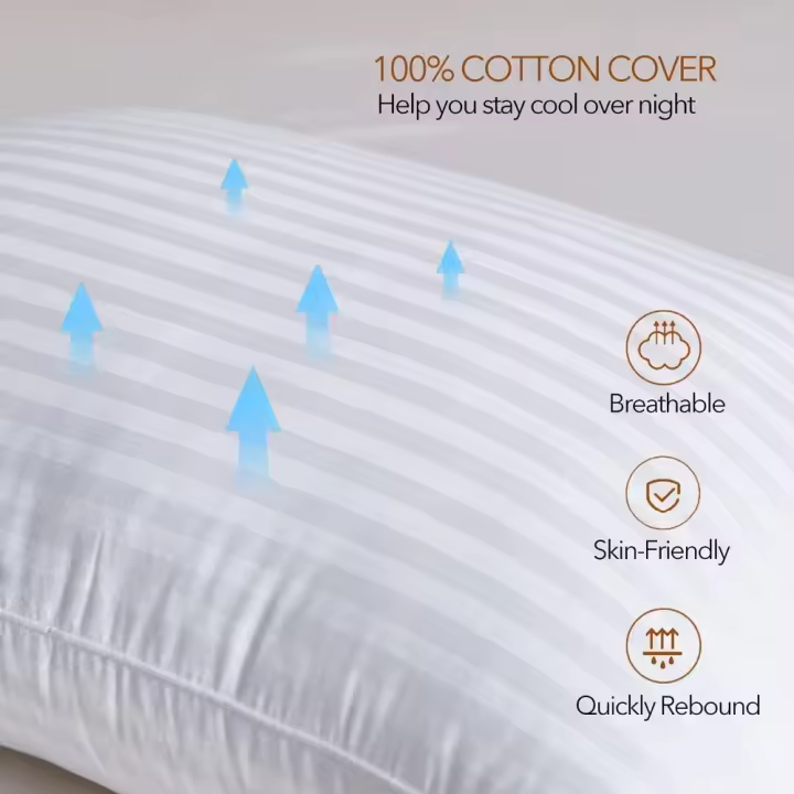 Almohada a Rayas 2 Paquetes (50x75 cm) - Calidad Hotelera, para Dormir de Lado, Rellena, Rebote Rápido, a Prueba de Polvo - 1