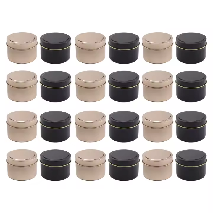 Paquete de 24 latas de lata para velas con tapas, 4 oz, tarros de metal para velas para hacer velas, manualidades, regalos y recuerdos de fiesta - 1