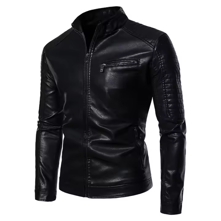 Nueva chaqueta para hombre, moda juvenil delgada para motocicleta, PU, - 1