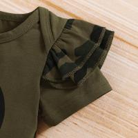 Conjunto de Ropa de Bebé Niña de Algodón Sólido Romper de Manga Corta con Letras Camuflajes - details 4