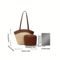 2 bolsas de mano tejidas para mujer de inspiración vintage con asas marrones: ligeras, duraderas y versátiles para viajes, playa y uso diario, bolsa de viaje esencial | Diseño de inspiración vintage | Bolso con asa duradera, bolso de mano de playa - details 2
