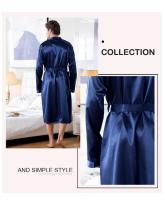 Albornoz largo de talla grande 3XL para hombre, ropa de dormir negra para novio, bata de boda, ropa de dormir de primavera y verano, ropa de dormir holgada de satén para el hogar - details 9