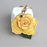 Llavero de cuero PU con flor rosa, llavero de Metal, funda protectora portátil para tarjeta de acceso, decorativa, multiusos - details 11