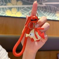 Llavero con correa para la muñeca, llavero de pez payaso cosido a mano, colgantes de dibujos animados de pez payaso antipérdida, baratija con forma de corazón para chica, abalorio para llave de dibujos animados de Anime - details 2