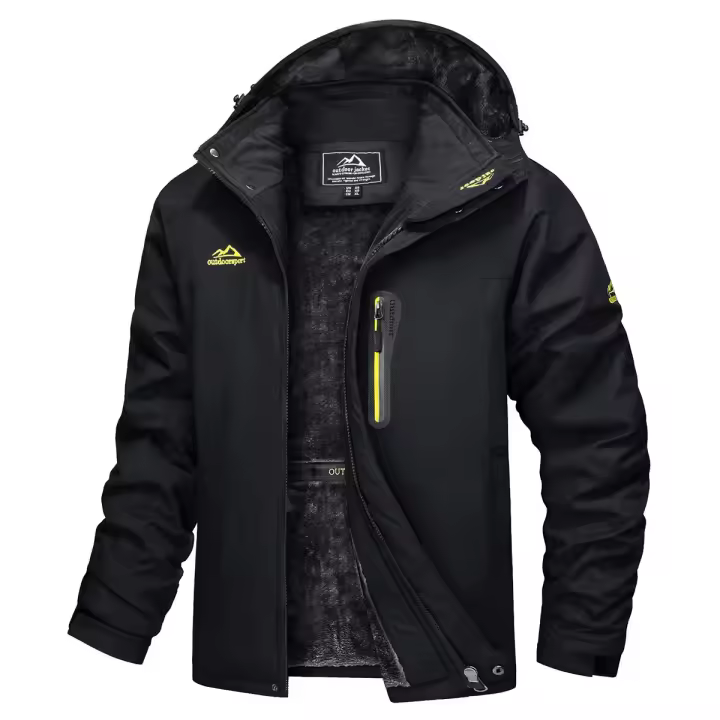 Chaqueta de Esquí MAGCOMSEN para Hombres con Forro de Lana Cálida Impermeable Abrigo Grueso para Invierno Parka con Capucha a Prueba de Viento para Senderismo y Viajes Instrucciones de Cuidado de Tela: Lavado a Mano Material Exterior: Poliéster - 1