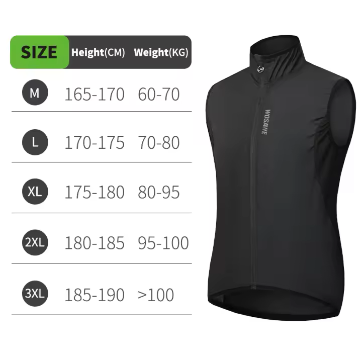 WOSAWE-Chaleco de ciclismo ligero para hombre y mujer, cortavientos sin mangas, reflectante, transpirable, para correr - 1