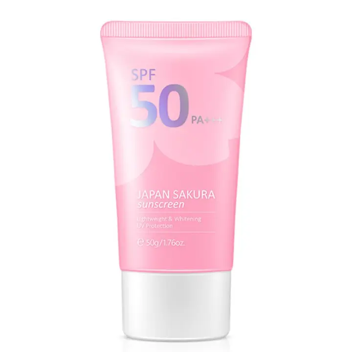Loción de protección solar de flor de cerezo, crema facial blanqueadora hidratante, protección UV, ligera, no grasosa, 50g, 1/2 Uds. - 1