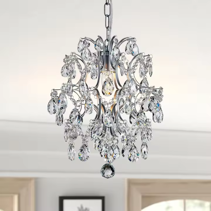 Gold Modern Colgante Candelabro Cristal Gota de Lluvia Iluminación Lámpara de Techo Lámpara para Comedor Baño Dormitorio Sala de estar 3 bombillas E14 Requeridas - 1