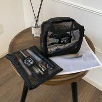 Bolsa de maquillaje de malla ligera, bolsillos para artículos de tocador de viaje con visibilidad, bolsa transparente con cremallera de gran capacidad, lápiz labial - details 7