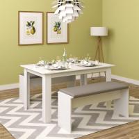 Mesa de comedor Sentio, antracita/roble dorado, 90 x 140 cm con 2 bancos - details 35