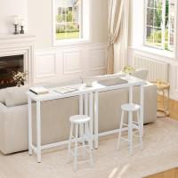 Conjunto de Mesa de Bar y 2 Taburetes, Muebles de Comedor, Mesa Alta y Taburetes de Bar, Barra Cocina y Salon, 140x40x100 cm, Metal + MDF, Roble Claro - details 29
