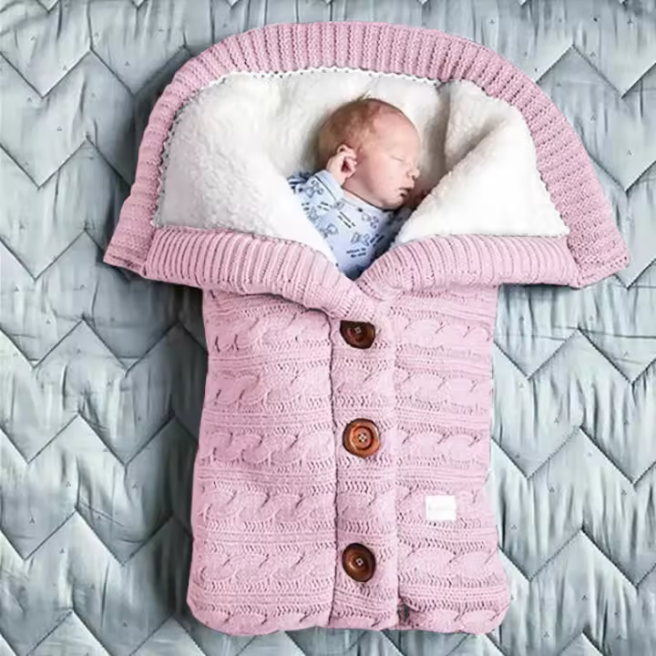 CA Saco de dormir de punto para cochecito de bebé, edredón acolchado de terciopelo y algodón para recién nacido - 1