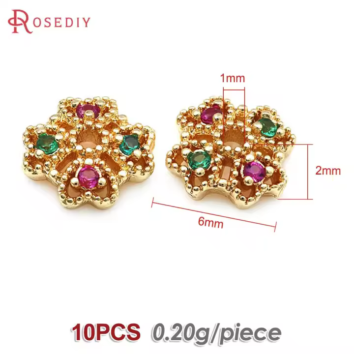 Accesorios de Joyería DIY de Alta Calidad Abalorios de Cuarzo de Brasa Dorada de 18K - 1