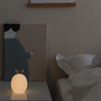 Luz nocturna de silicona para niños y bebés, lámpara de Ambiente de Navidad, recargable, táctil, ciervo, conejo, cartón Led - details 3