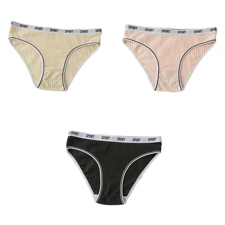 Ropa Interior de Algodón para Mujer, Cómoda Cintura, Baja Lencería de Color Sólido, Bragas Sexys, Moda de Verano, 3 Piezas - 1