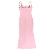 Vestido largo Floral sin mangas con espalda descubierta para mujer, traje Sexy de vendaje con cordones, ajustado para fiesta - details 19