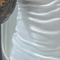 Chaleco para hombre de tela acanalada con cuello redondo, camisetas sin mangas ajustadas de color sólido, chaleco transpirable, ropa deportiva de calle para Fitness - details 2