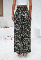 Pantalones elásticos de pierna ancha para mujer Primavera-Verano Chic con estampado elegante - details 7