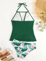 Bikini Tankini con cuello en V y espalda descubierta para mujer, traje de baño Sexy con cordones y cuello Halter, novedad - details 14