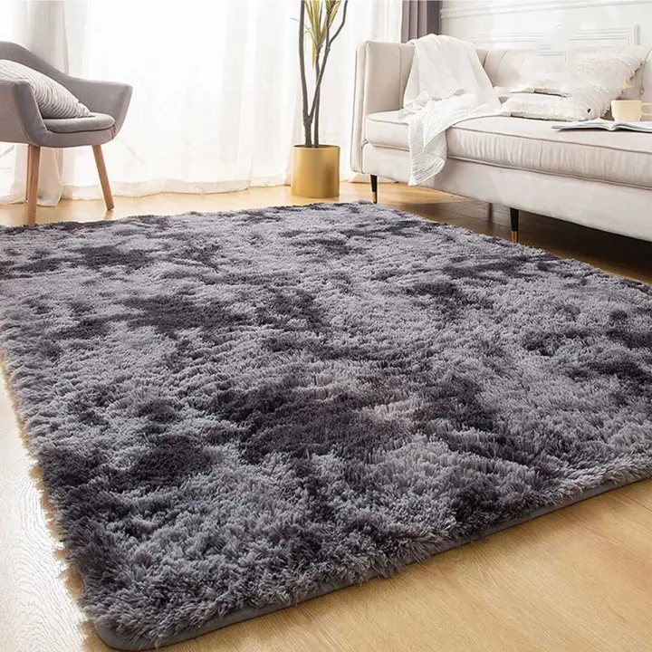 Alfombras grandes para sala de estar, sofás suaves, alfombra esponjosa gris para dormitorio, alfombra de piso peluda, alfombra de mesita de noche, decoración de habitación de niños, varillas - 1