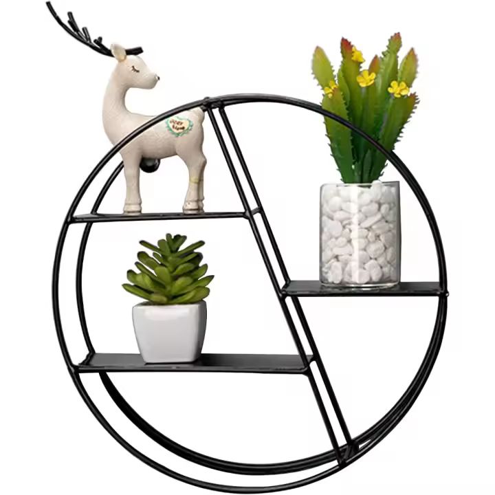 Estantes para Pared Decoración De Estilo Geométrico Estante para Baño Dormitorio Sala De Estar Cocina Oficina,Blanco-Rondo - 1