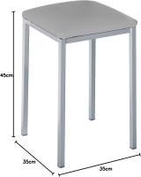 Taburetes de Cocina tapizados - Estructura sólida y firme - Estructura color aluminio y asiento en polipiel - Color del asiento: gris. Contenido: 2 unidades. Medidas: 35 x 35 x 45 cm. - details 1