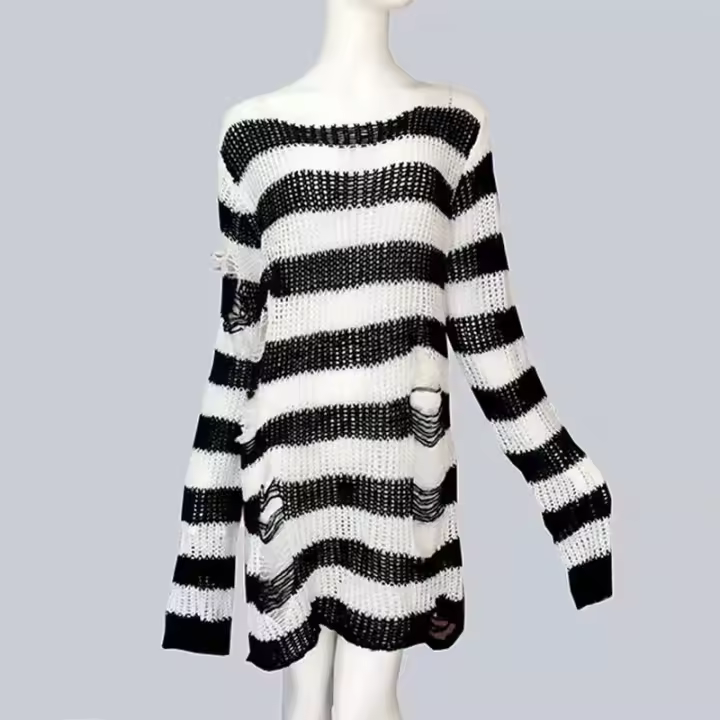 Suéter Punk Gótico Largo Unisex Estilo Rock Fino Ropa de Calle Oscura para Mujeres - 1