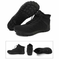 Botas de nieve de invierno para hombres y mujeres, zapatos descalzos forrados de piel cálida, repelente al agua, caja de punta ancha, botines ligeros para exteriores - details 2