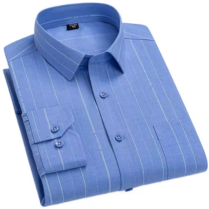 Camisa de manga larga para hombre, blusa informal, suave, antiarrugas, Formal, a rayas, de corte Regular, talla grande 7XL, 2024 - 1