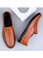 Zapatos Casuales de Cuero para Hombres Primavera-Verano 2025 Cómodos, de Primera Calidad, Perforados con Agujeros, Estilo Casual para Mediana Edad - details 1