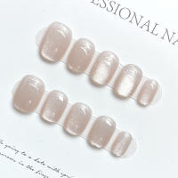 Uñas artificiales redondas y brillantes para mujer, decoración de uñas de manicura, Ojo de gato, 10 piezas - details 4