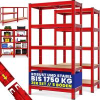 2X Estanterías Almacenaje Metálicas Cargas Pesadas 1750Kg 180x90x40cm Más Altas Rojas - details 0