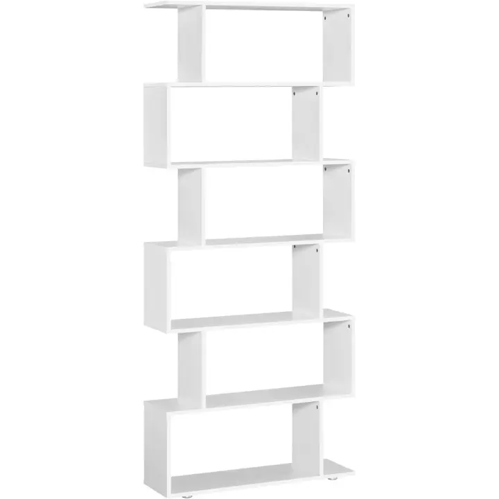 80x24x191 cm Estanteria Libreria 6 Estantes Madera Forma Estantes Color Blanco - 1