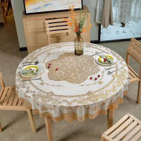 4/6/8/10 Seater Round Tablecloth White Waterproof Table Cloth Mantle Table Cover Dining Tablemat - details 1