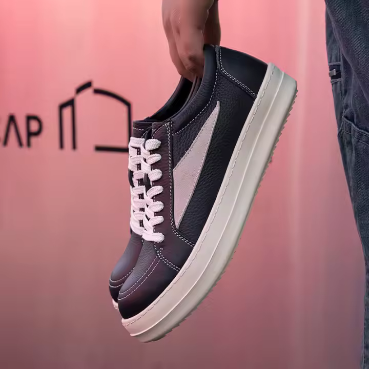 Zapatos de moda para hombres Pequeño triángulo casual Suela gruesa Estilo americano negro y blanco - 1